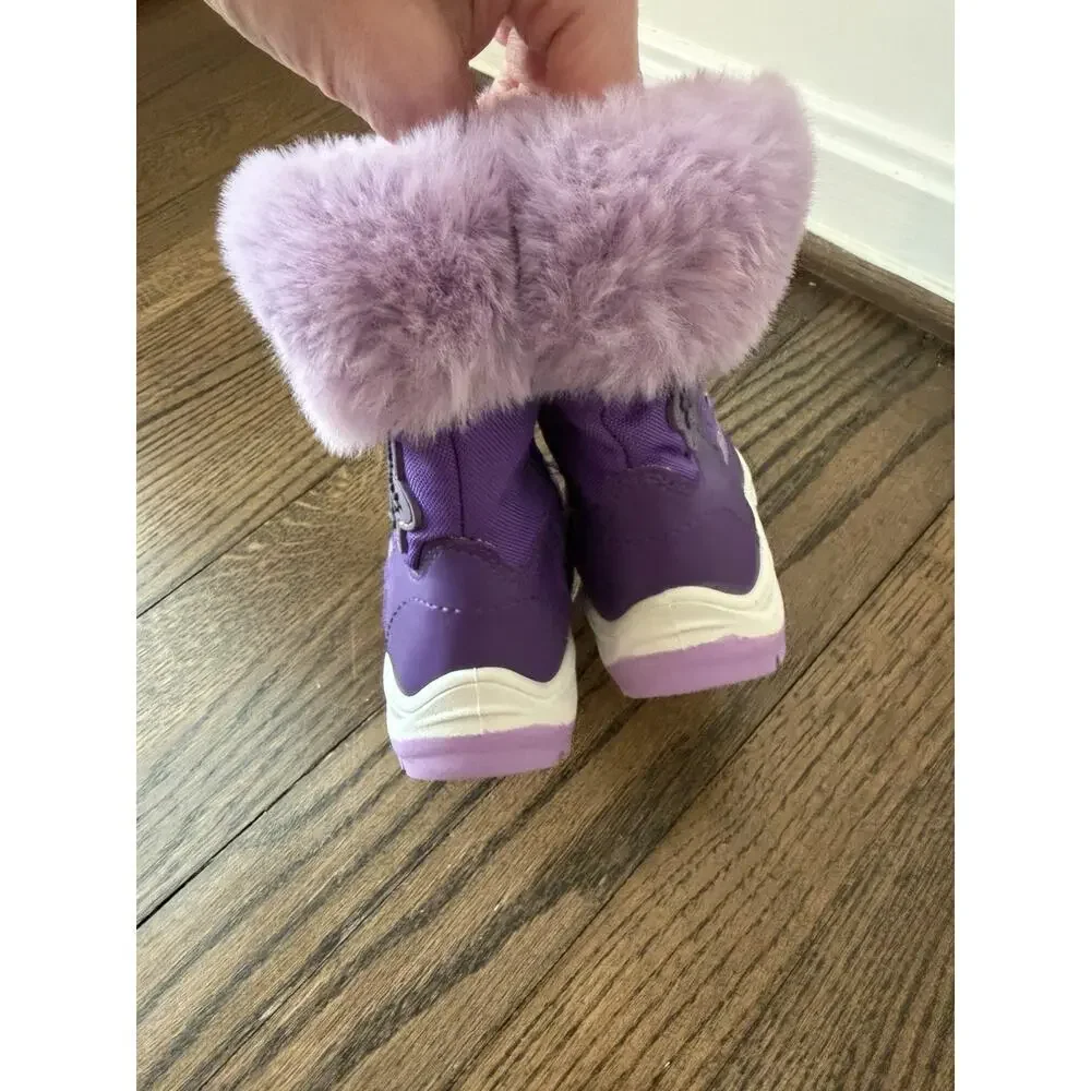 DREAM PAIRS Girls Toddler Snow Boots Slip Resistant Faux Fur Purple Sz 5 NEW